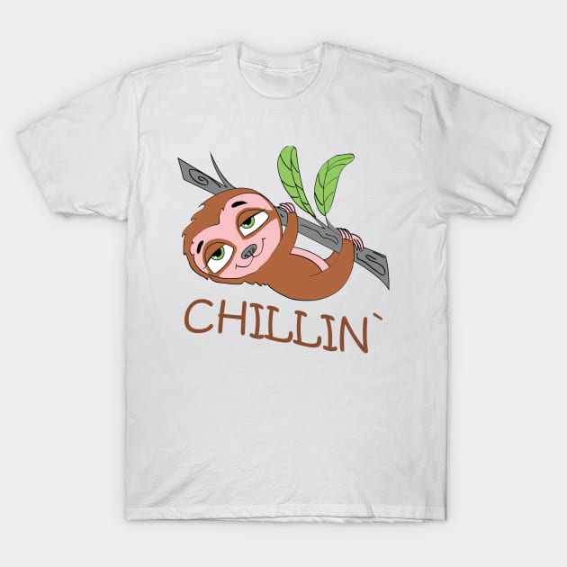 Funny Cute Chillin` Sloth T-Shirt by Foxydream